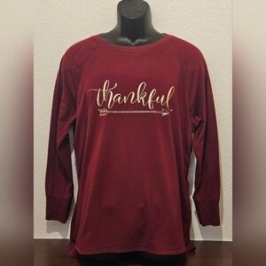 Women's Burgundy Long Sleeve Thankful Tee